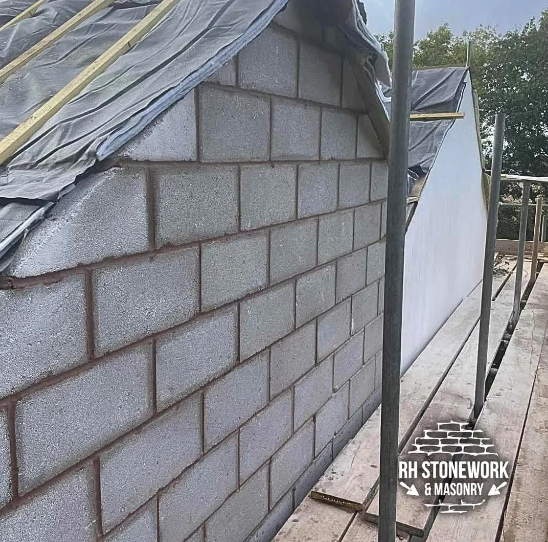 Blockwork up to the roof line, Monmouthshire
